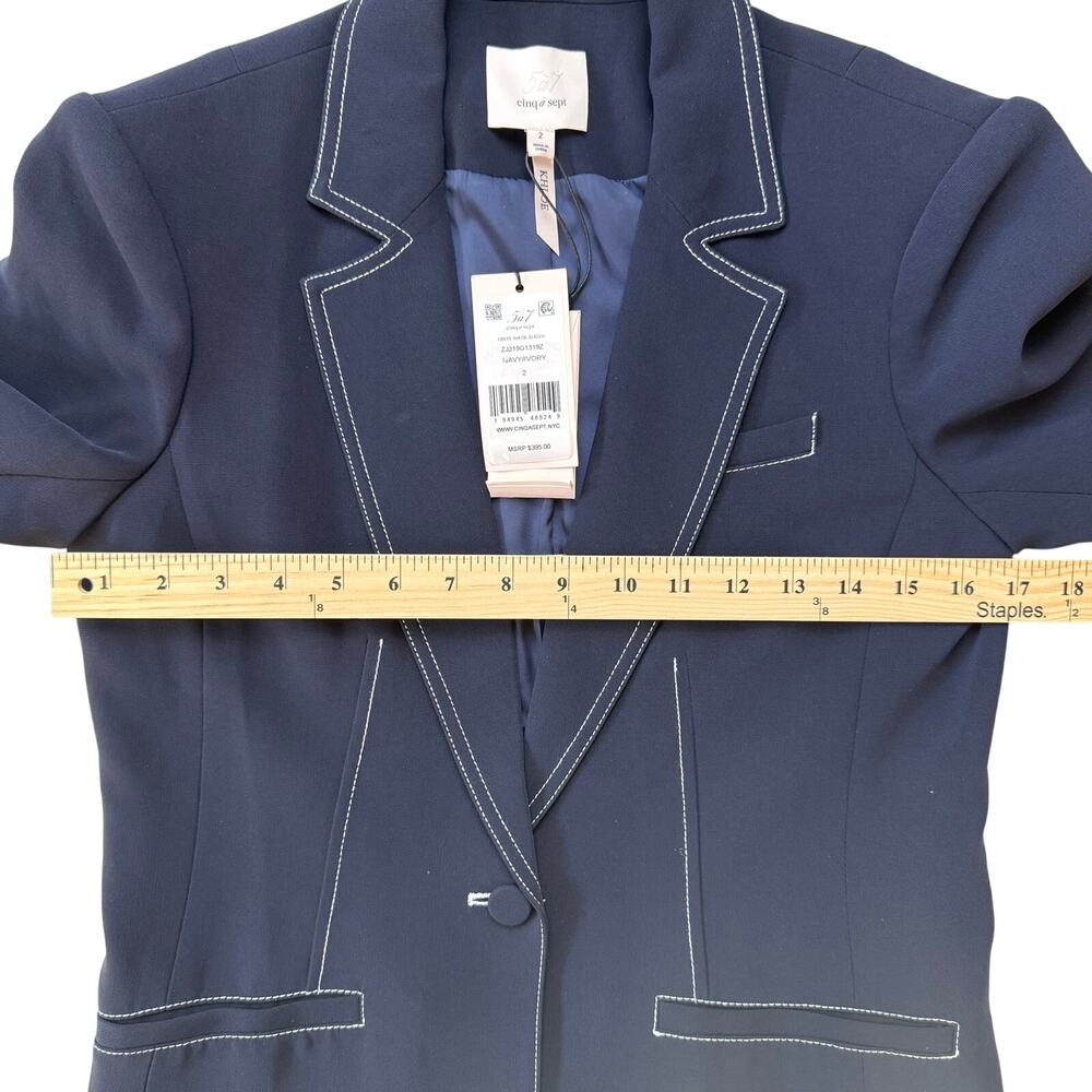 CINQ A SEPT Navy Crepe Khloe Blazer - Picture 10 of 13